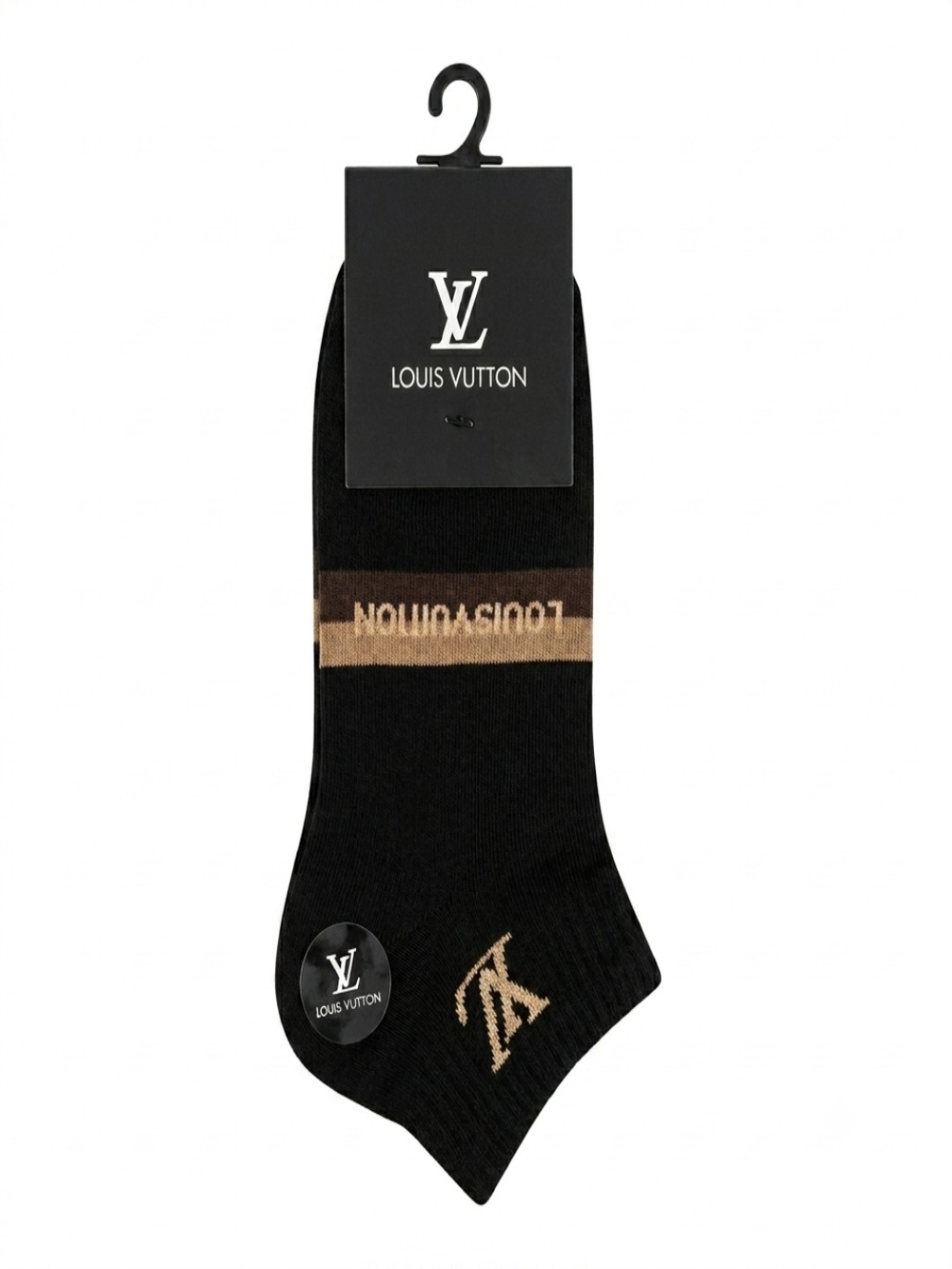 Louis Vuitton Black Socks with Brown LV Accent